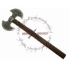 CARBON STEEL BARBARIAN DOUBLE BLADE MEDIEVAL AXE WITH HARDWOOD HANDLE